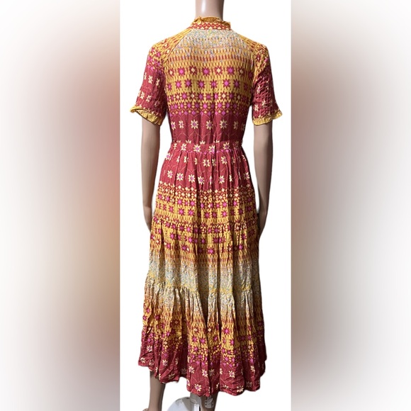 Free People Rare Feelings XS Maxi Dress Goldenrod Orange Peasant Prairi… - Picture 6 of 16